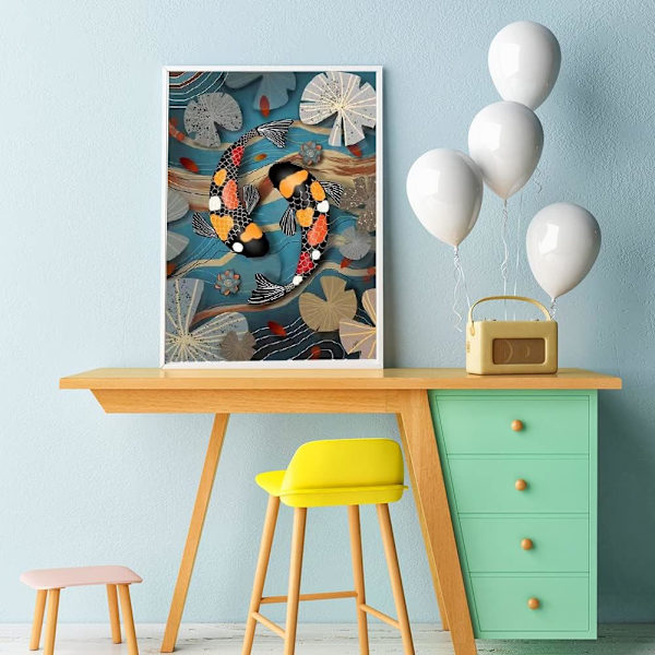 (30x40cm) Diamantmaleri Kits til Voksne Fisk, 5D DIY Fuld Bor
