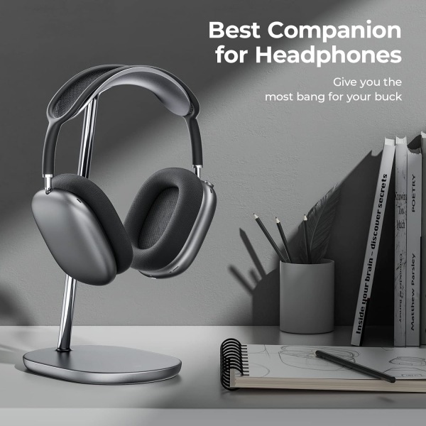 AirPods Max -jalusta, kuulokepidike korvan päällä oleville kuulokkeille, pöytätietokoneen kuulokejalusta, yhteensopiva