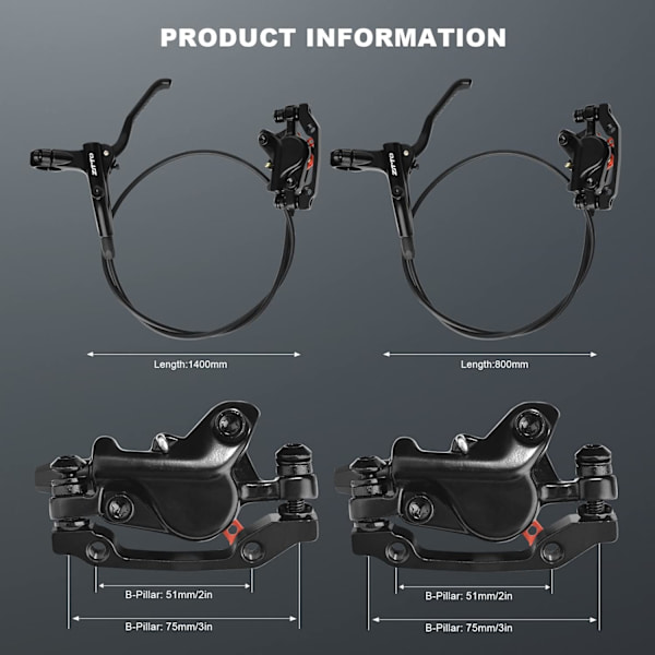 （Sort）MTB hydraulisk bremsesæt hydrauliske skivebremser, cykeldis