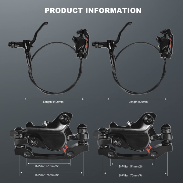 （Svart）MTB hydraulisk bremsesett hydrauliske skivebremser, sykkeldis