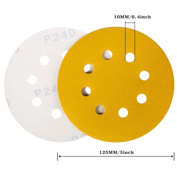 Slipeskiver Sandpapir 125mm, 100 Slipeskiver Sliper Rund San