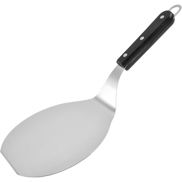 1 stk Pizzaskovle, 6,5 tommer x 6,6 tommer Rustfrit Stål Cirkelformet Bueform med Træhåndtag Pizzaskovleholder
