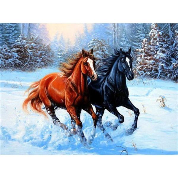 30x40 cm 5D DIY Diamantmaleri, Dyre Gruppe Hest