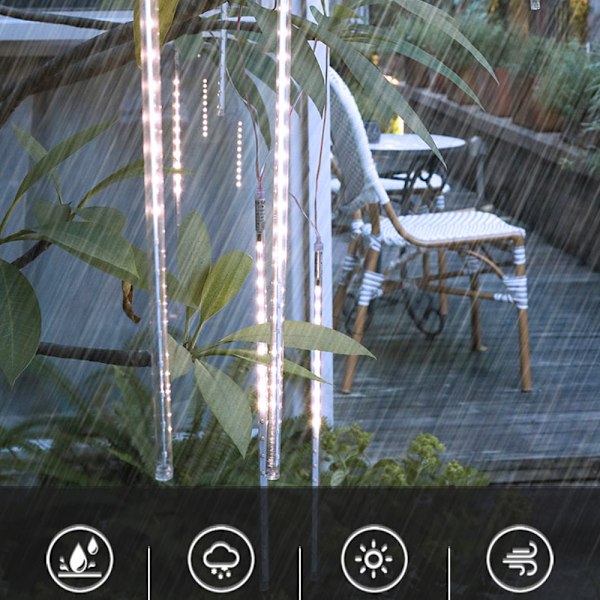 Päivitetty Meteor Rain Lights, Jouluvalot IP65 Vedenpitävä 30cm Putkilla, 1 Putki,