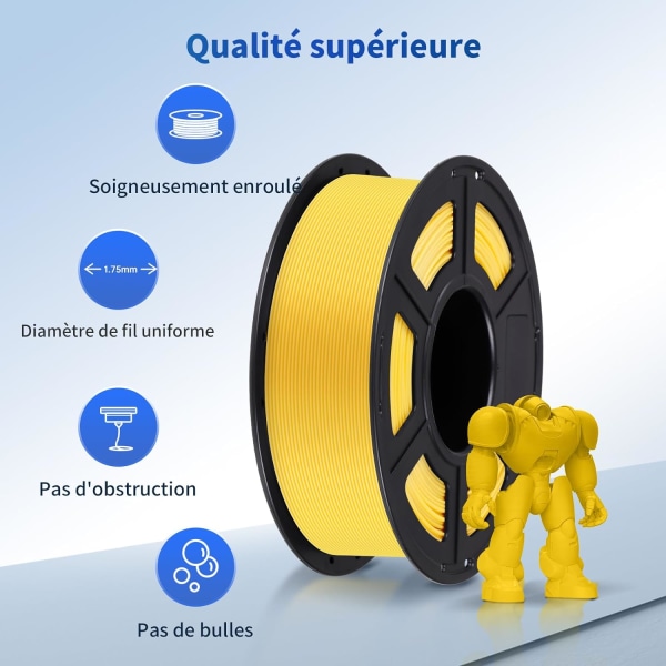 (Gul) PLA Filament til 3D-printer Hvid, 1KG 1,75 mm PLA Filament til 3D-print på 3D-printer