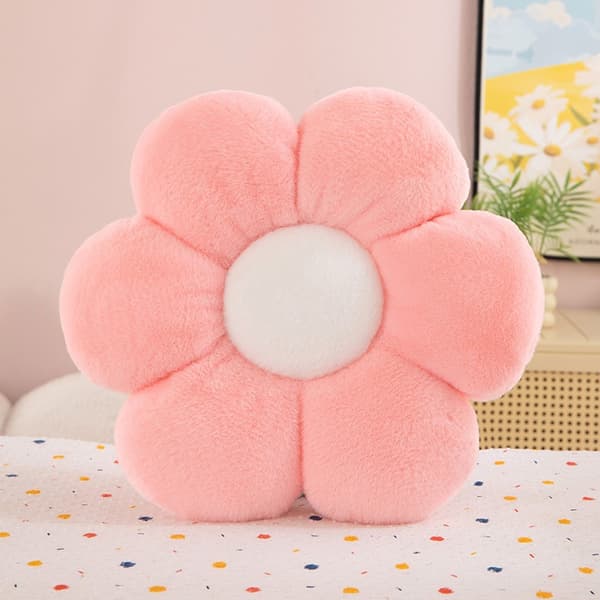 Blomsterpude, bilsædepude til stol, seng, blomsterformet sofapude, dekorative puder (40 cm, pink)