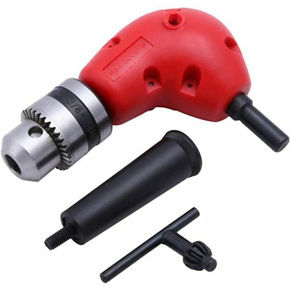 1 Sett 90 Graders Rettvinkel Forlengelseschuck 1-10mm Tre Kjeve Chuck Verktøy Rettvinkel Drillfeste med 9.5mm & 3/8\" Skaft