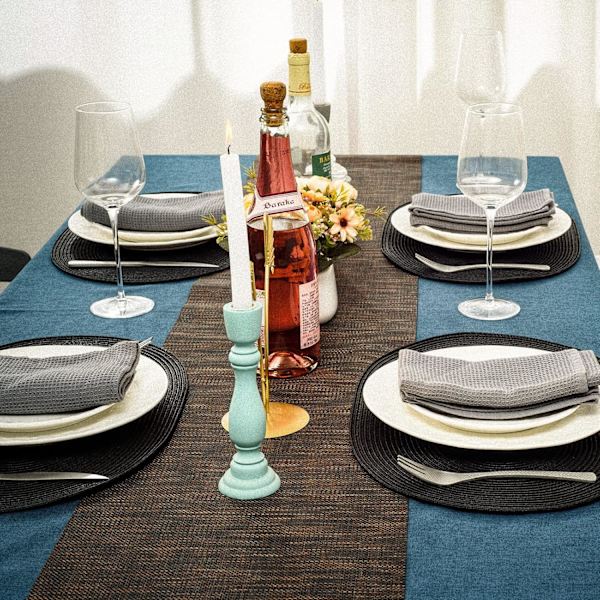 Sett med 6 plassmatter for spisebord - Vaskbare, vevde vinyl, sklisikre, 30x45cm, varmebestandige, slitesterke bordmatter