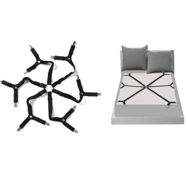 Justerbare elastiske lakenstropper (3-veis svart), Crisscr