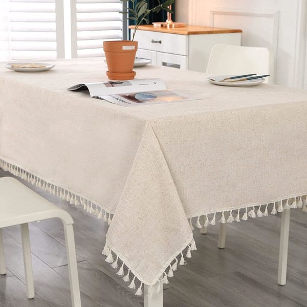 140 x 200 cm Beige rektangulär bordsduk Anti-Fläck Tvättbar Tas