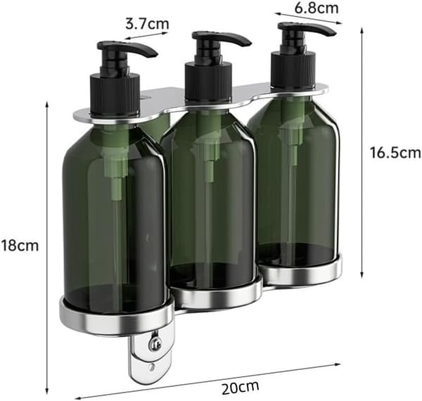Set med 3 tomma påfyllningsbara tvålpumpar i plast, grön