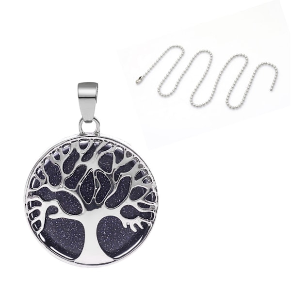 Reiki-halsband med silver livets träd-hänge och tigeröga