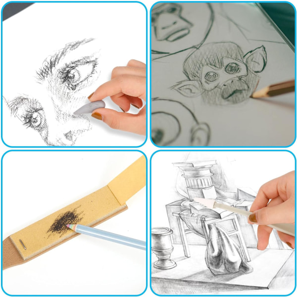 23PCS Sketch Tegneværktøjer, Blending Stumps og Tortillions Sæt Blending Værktøjer med Art Sketch Wipe S
