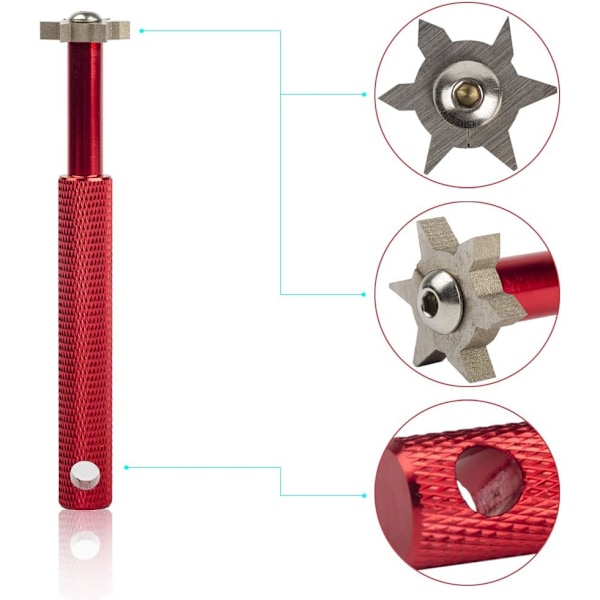 11,2 cm Groove Sharpener med 6 huvuden - Golfklubba Groove Sharpener Re-Grooving Verktyg och Rengörare för Alla Järn Pitching Sand Lob Gap och Approach Wedges
