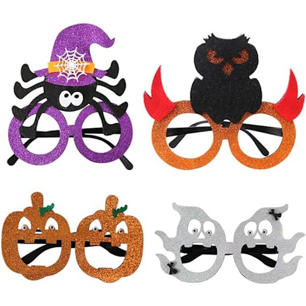 Halloween-glasögon, roliga karnevalfestglasögon, 4 stycken, för Halloween-karnevalmaskeradaccessoarer