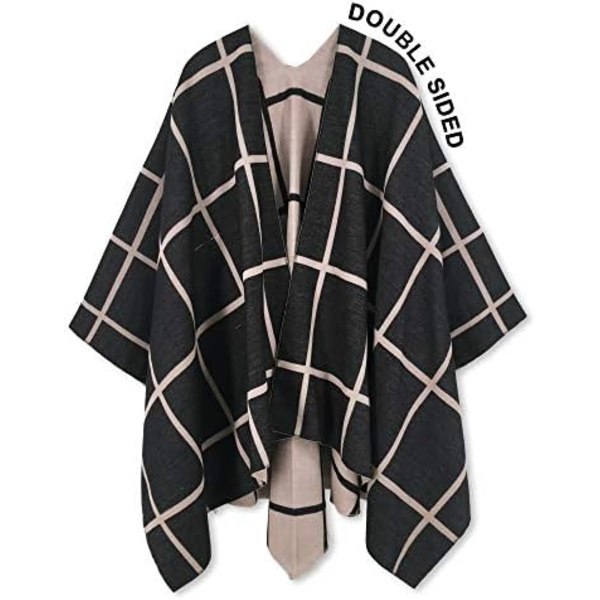 Dame Shawl Wrap Poncho Ruana Cape Åben Front Cardigan Shawls til Efterår Vinter