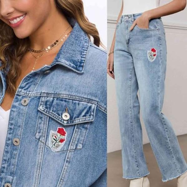 Bling Rhinestone-lapp, 2 stk Søte Blomst Røde Rose Jern-på/Sy-på Lapp, Krystall Hvit Jern-på Lapp Badge Applikasjon DIY C