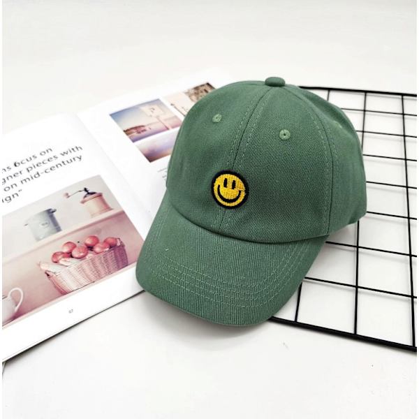 1-pack Smiley Face Småbarns Basebollkeps Pojkar Basebollkeps Barn Tvättbar Rolig Mössa Justerbar Green