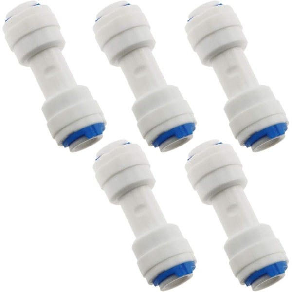 5-pack Vatten System Equal Straight 1/4\" Plast Snabbkoppling Rörkoppling Omvänd Osmos Koppling