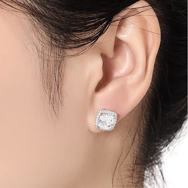 Cubic Zirconia Ørepynt Studer Kvadrat Rund Tåre Hjerte Halo Stud Ørepynt Hypoallergen for Kvinner