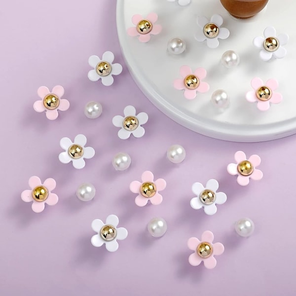 36 st Flower Charms med Kristall Strass Pärla Sko Dekoration Charms Söta Flower Shoe Charms Present Bling Shoe Charms f