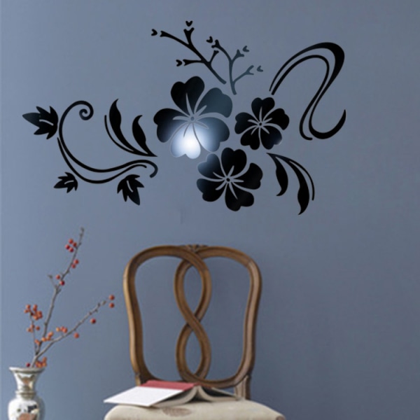 Blue Dream 3D-klistermärken Fleurs Miroir Muraux Rose Flower Vine St