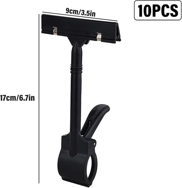 10-pakks prislappholder, plastetikettholder, roterende klips prislappholder for kort, prislapper, bilder