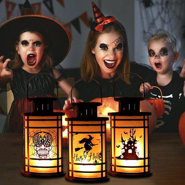 Halloween-lyhty LED-yövalo, LED-kynttilälyhty san