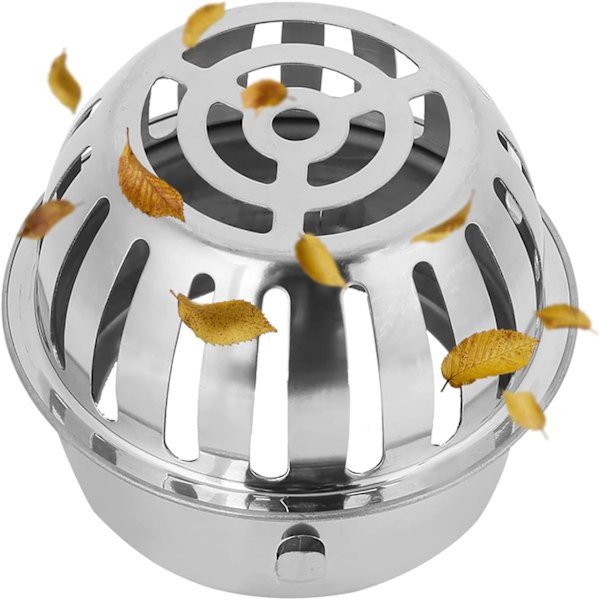 1 stk. (110 mm/4 tommer) Dome Gulvafløbsdæksel, rustfrit stål, rund form, gulvafløb, udendørs tagrenderensfilter til hjemmet