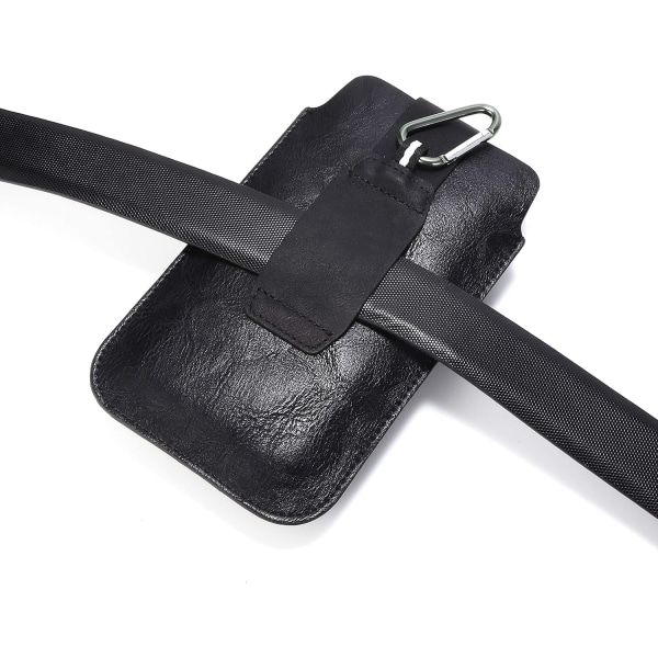 Case för mobiltelefon, läderbältesväska för män för telefon svart, 6,9" liten hållare för män Be