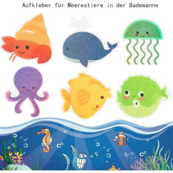 10 Ark Badekar Stickers, Havdyr Anti-Skrid Sikkerhedsstickers, Badekar Stickers til Badeværelse og Brusebad