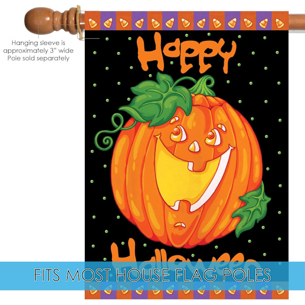 Happy Halloween Halloween-flagga Dubbelsidig för Utomhus Höst Husgård Dekoration