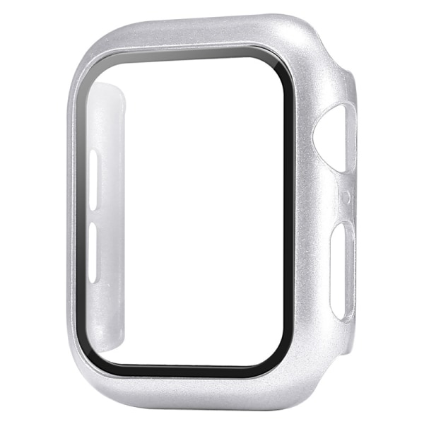 （Sølv） Deksel kompatibel med Apple Watch 44MM, 2-i-1 beskyttelse PC-herdedeksel og HD Tempered G