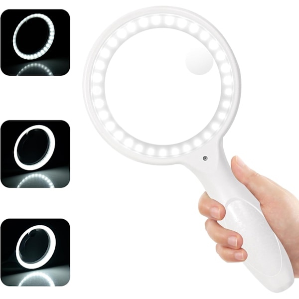 Valaistu lukulasin suurennuslasi näkövammaisille, vanhuksille ja lapsille, 33 LED-suurennuslasi 2X 13X ammattimainen USB-valaistu suurennuslasi (