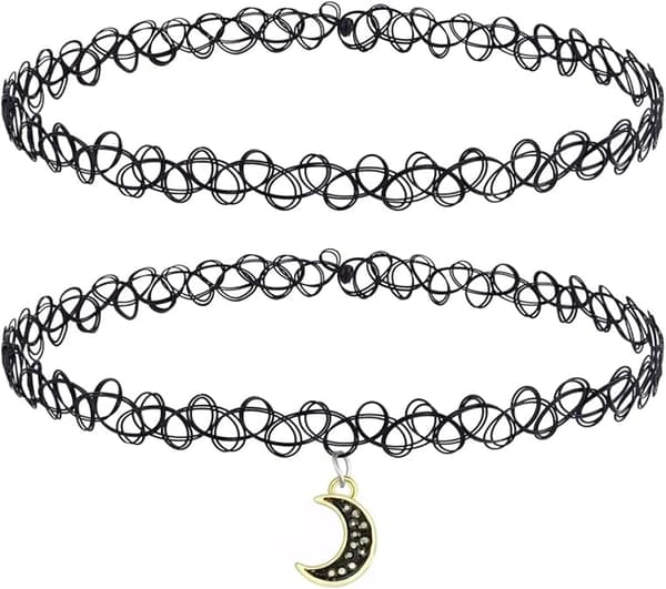 2 stk. Tattoo Choker Halskæde - Sort Choker Regnbue Choker - Strækbar Elastisk Halskæde