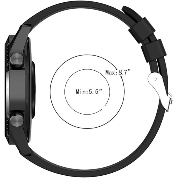 Sort-22mm urrem til Huawei Watch 3/3 Pro/GT2 Pro/GT2e/GT2/GT 46mm/Galaxy Watch Black