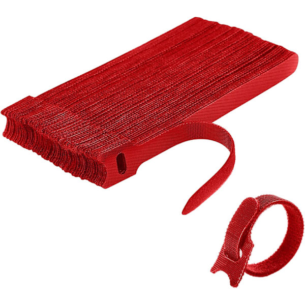 Kabelbinder [100 stk], Kabelstropper, Gjenbrukbare Kabelbinder, Kabelti red