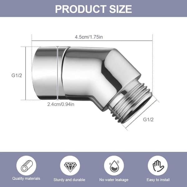 Sølv 135 Graders Håndbruser Adapter, Kobber Brusehoved Albue, Brusehoved Albue Kobber Adaptere Brusehoved Adapter til 1/2\" Universal Interface Sh