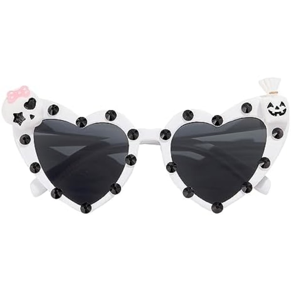 15,7x14,2x6,4cm Unike Hjerteformede Halloween Solbriller - Skalle Gresskar Flaggermus Rave Fancy Briller Jul Festival Party