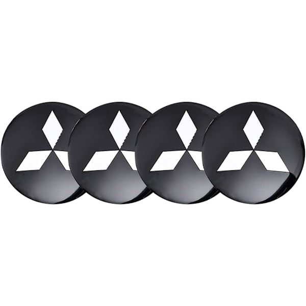 4 st 2,22 tum Bil Logotyp ABS Material Hjulcentrumplast Dekal Hjul Emblem Badge Logotyp Dekaler (passar Mitsubishi Svart)
