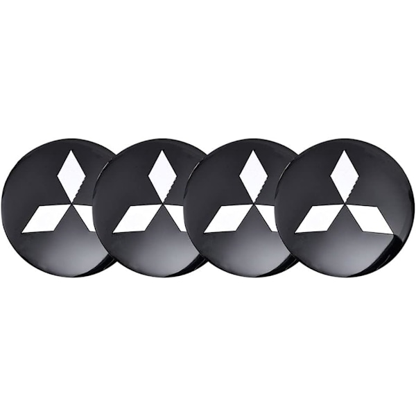 4pcs 2.22inch Car Logo ABS Material Wheel Center Cap Sticker Wheel Emblem Badge Logo Stickers (fit Mitsubishi Black)