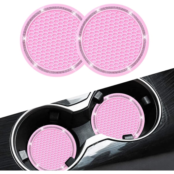 Car Cup Holder Coasters, Cute Pink Car Accessories for Ladie