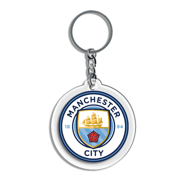 Manchester City FC metal nøglering med fodbold våbenskjold