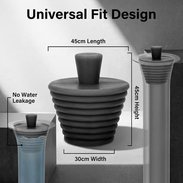 Sort sæt med 2 universelle silikonepropper til køkkenvask, badekar, håndvask og bidet -