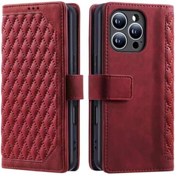 Etui til iPhone 16 Pro Max med kortslot & kickstand, stødsikkert PU-læder magnetisk fuldt beskyttende flip pung 16ProM