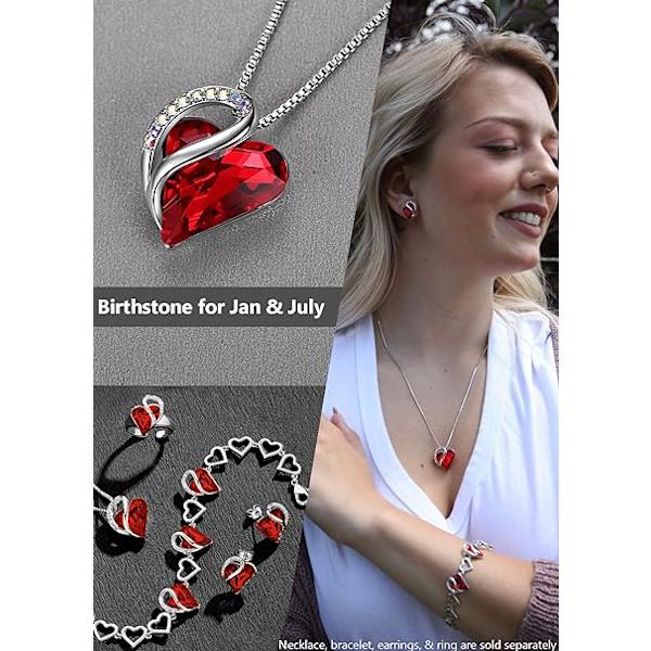 (A)Infinity Love Heart Halsband, Halsband med födelstenar för kvinnor med helande kristaller, allergivänligt