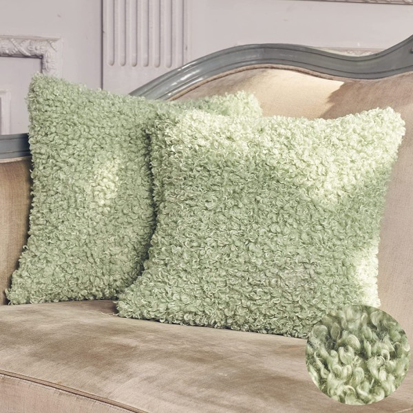 Set 2 pehmoista Alpaca Roll-tyynynpäällistä 50x50 (vihreä) Decorativ