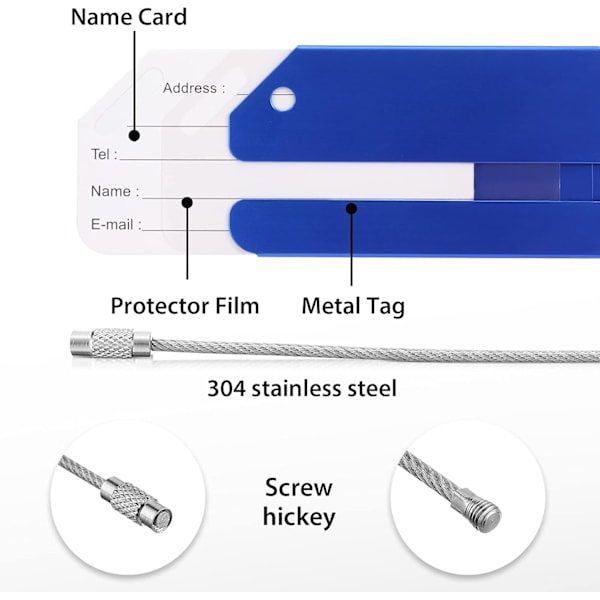12 kpl Matkatavaramerkkejä Business Card -pidike Alumiinista Metallista Matkustus ID -laukku Tagi Matkalaukuille Matkatavaroiden Tunnistus