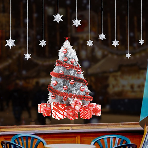 Fönsterdekorationer God Jul Gran Jultomte Vägg Sidor Fönsterdekaler