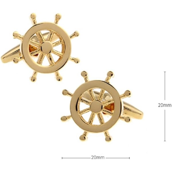 Skeppsratt Cufflinks i Presentask & Putsduk